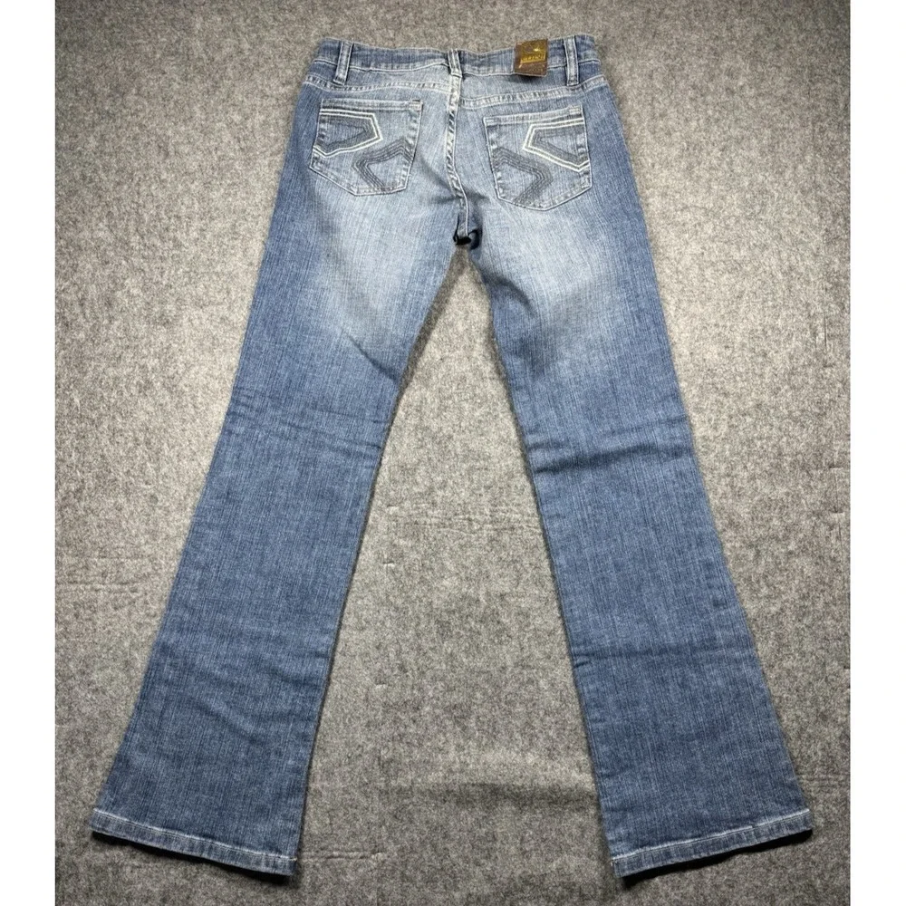 Clash Jeans womens 3 Distressed Blue Bootcut Embroidered‎ Western Boho Y2K